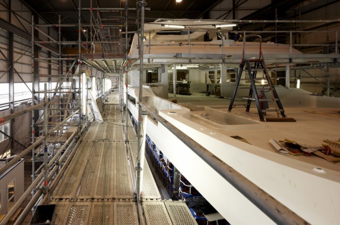 Luxury yacht Sofia under construction at Moonen