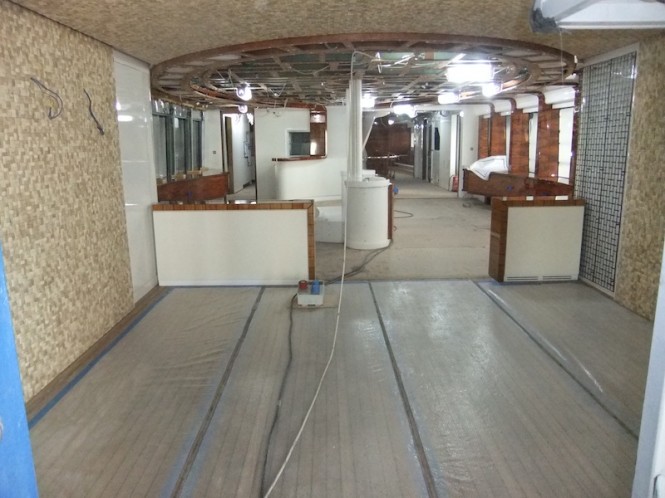 Motor Yacht Vulcan 46 interior under construction - Image credit Vicem Yachts