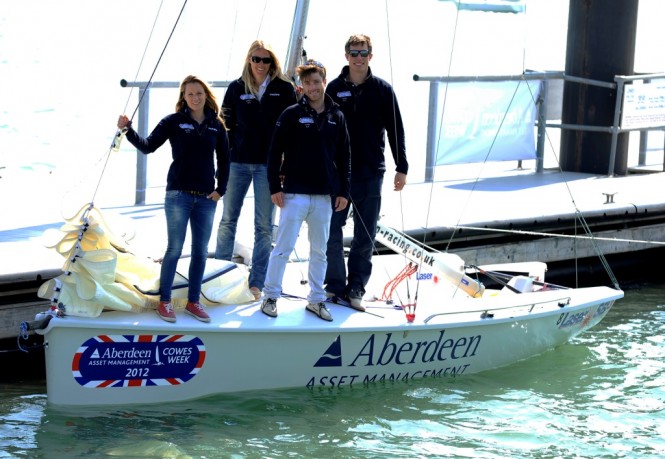 Skandia Team GBR Sailors at the Aberdeen Asset Management Cowes Week Launch Day Credit: Getty Images