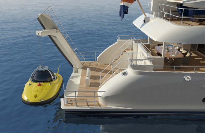 Superyacht Sofia and the launch of her submarine Step 3