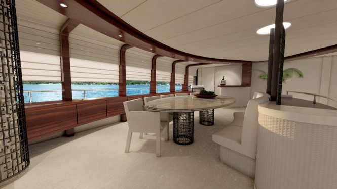 Superyacht Vulcan Dining