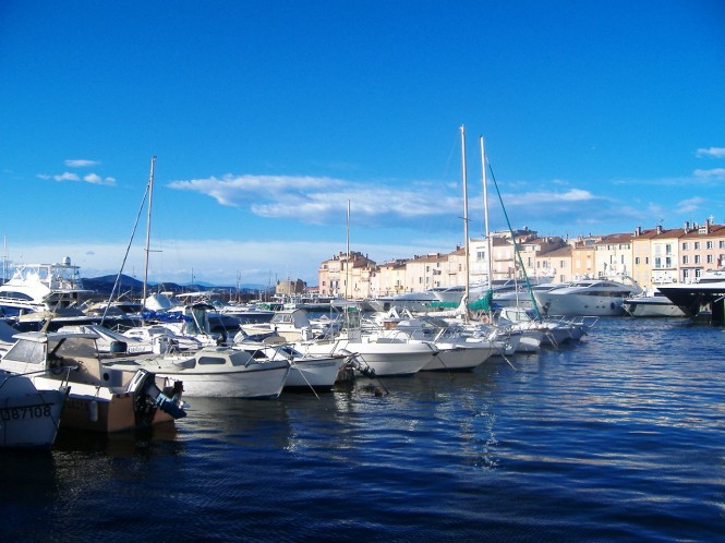 The port of St Tropez in the Mediterranean French Riviera The port of St Tropez in the Mediterranean French Riviera