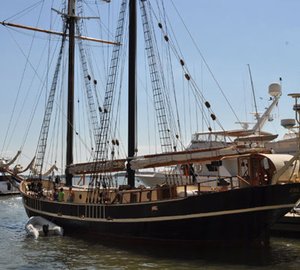 118ft classic sailing yacht Unicorn visited Dennis Conner's North Cove