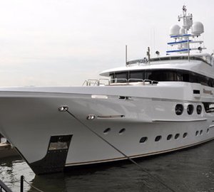 168ft Christensen charter yacht Remember When visits Dennis Conner's North Cove