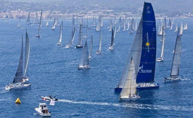 30m sailing yacht Esimit Europa 2 competing in St Tropez in 2011 Photo by Luca Butto