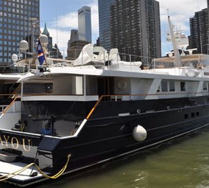 38m motor yacht Bayou and 32m superyacht Dulcinea at Dennis Conner's North Cove