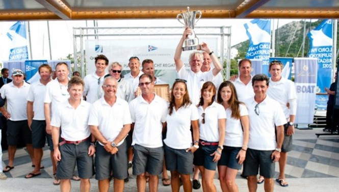Crew of the Ganesha superyacht with the Silver Jubilee Cup