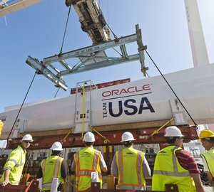 Wingsail and crossbeams for ORACLE TEAM USA AC72 yacht delivered to San Francisco