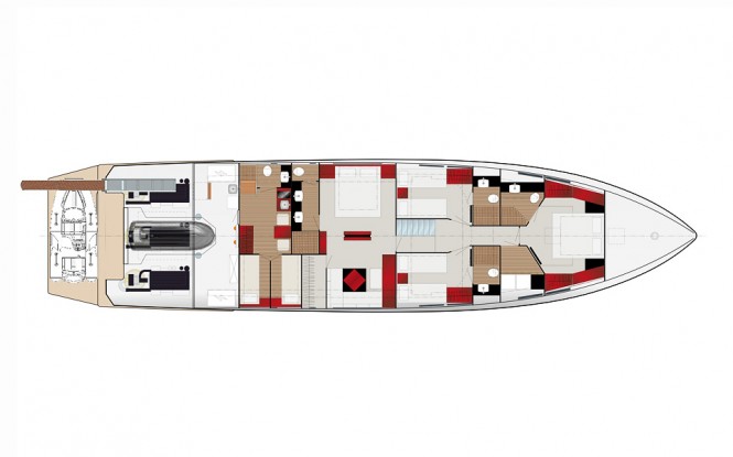 Delta 80 IPS superyacht Lower Deck