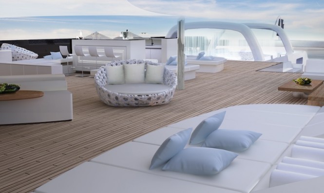 Exterior spaces aboard mega yacht Explore 120 by Newcruise