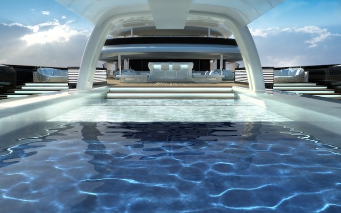 Exterior  spaces of the 120m mega yacht Explore 120 by Newcruise