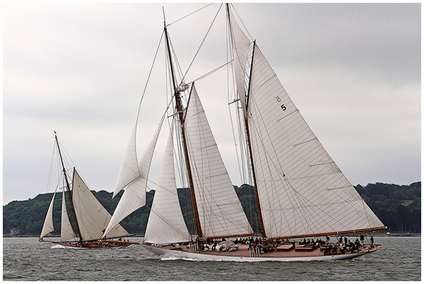 Luxury yacht Eleonora and Mariquita superyacht racing today at the Westward Cup in Cowes.  Credit Chris Boynton