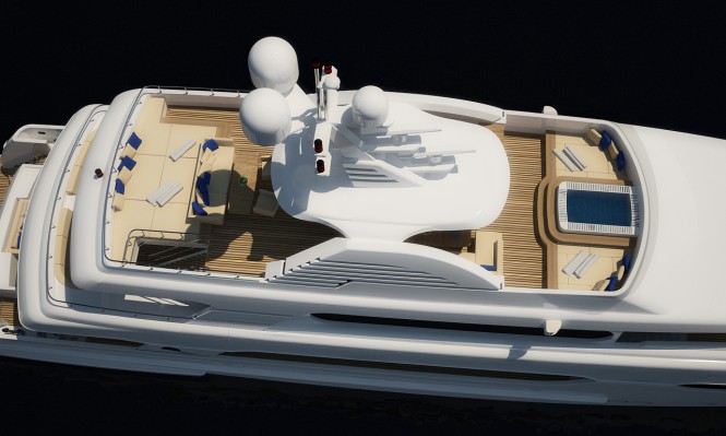 Rendering of the new Sunrise 45m Project Sunset by Sunrise Yachts - SUNDECK