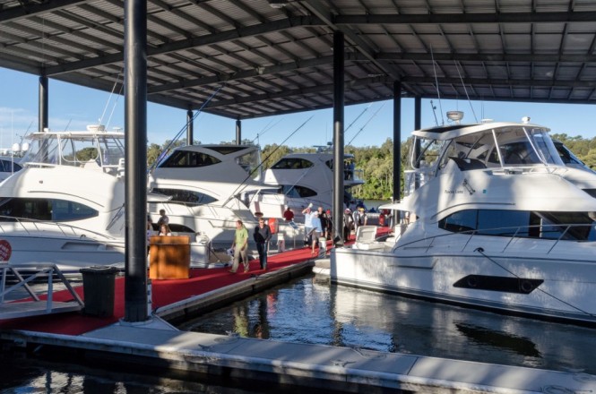 Riviera's $20 million new boat display featured the company's latest models
