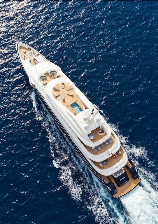 Rossinavi 70m NUMPTIA superyacht from above