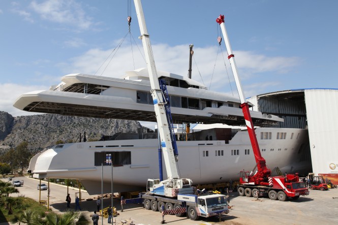 Sunrise motor yacht Project 601 Hull & Superstructure Integration