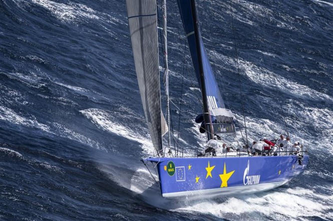 Superyacht Esimit Europa 2 after the start Credit: Rolex/Kurt Arrigo