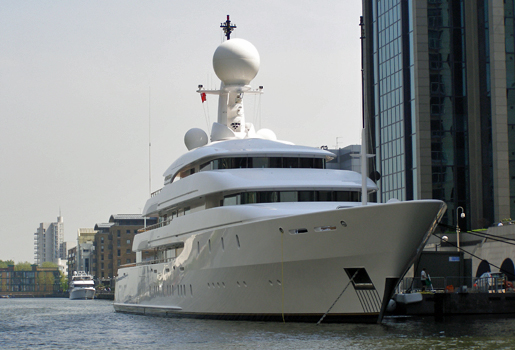 A Superyacht anchored in London