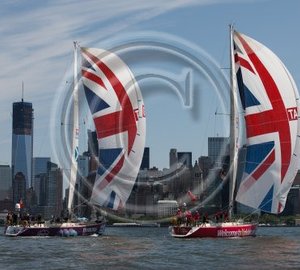The Clipper Round the World Yacht Race flotilla saluted Queen from New York