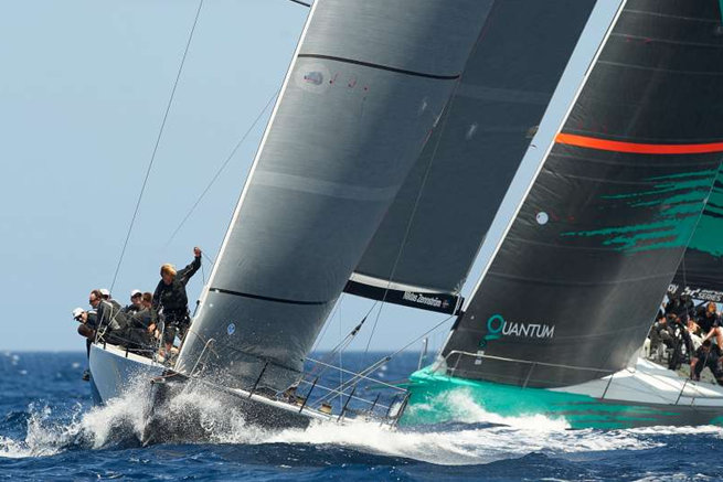 The TP52 yachts Ràn and Quantum Racing during practice yesterday © Xaume Olleros52 Super Series
