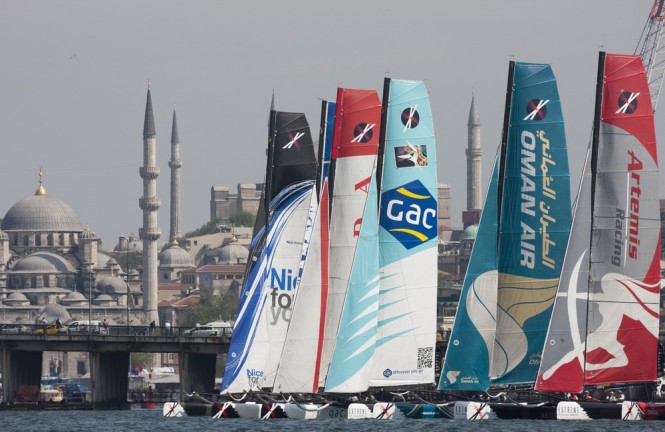 The fleet racing in Istanbul in front of the historic skyline Credit: Lloyd Images