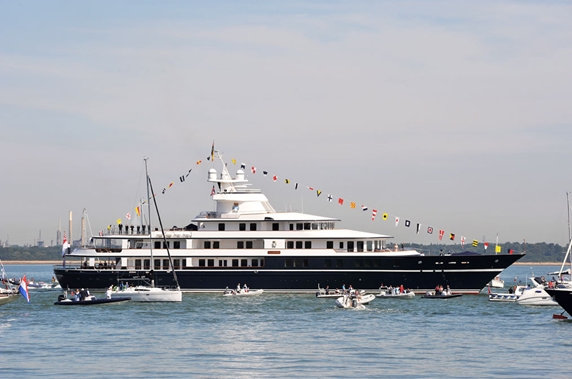 75m charter yacht Leander in Cowes hosting HM The Queen