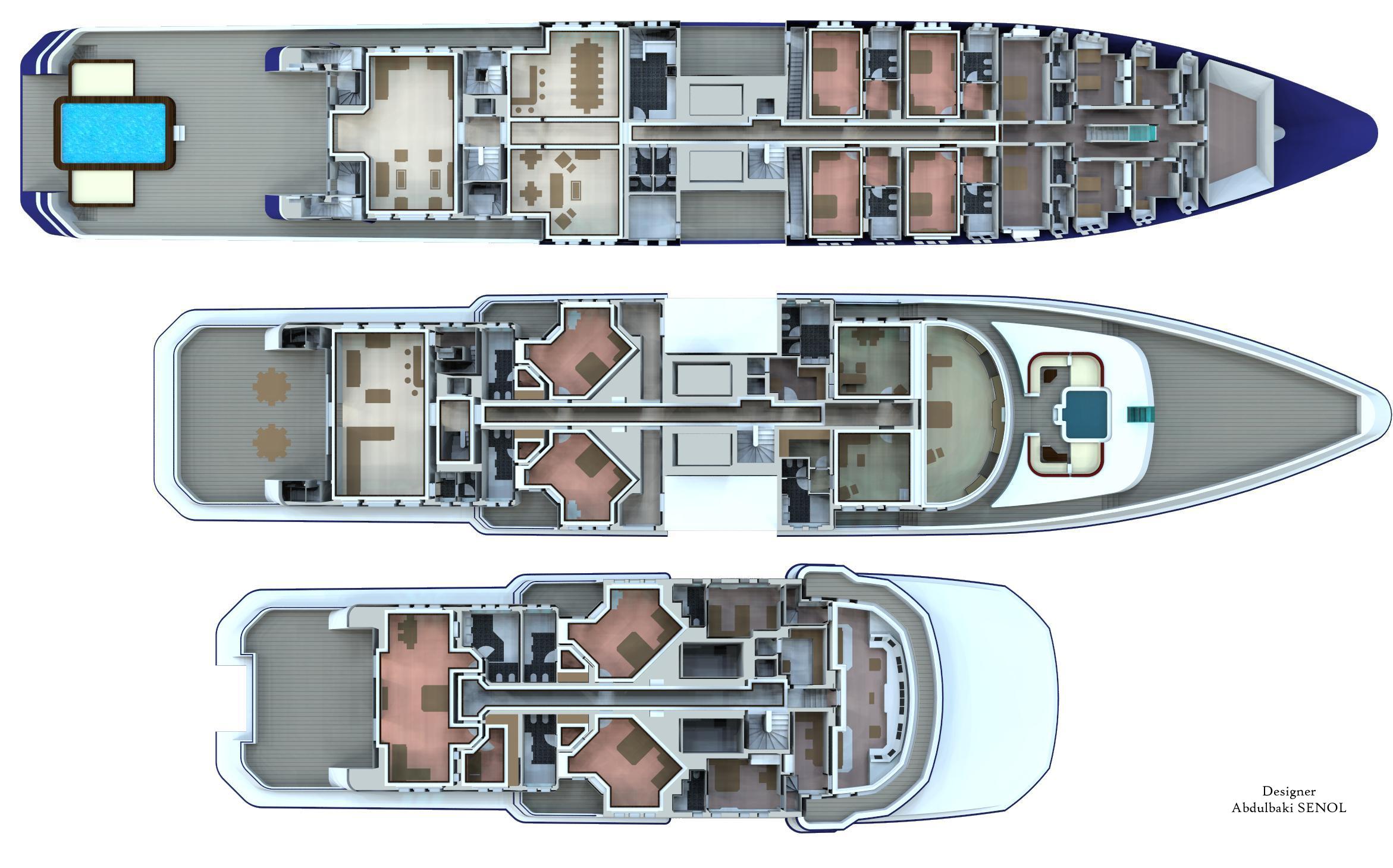 90m Senol Mega Yacht Concept - Deck Plan — Yacht Charter ...