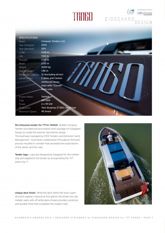 9m Limousine yacht - Technical Specifications