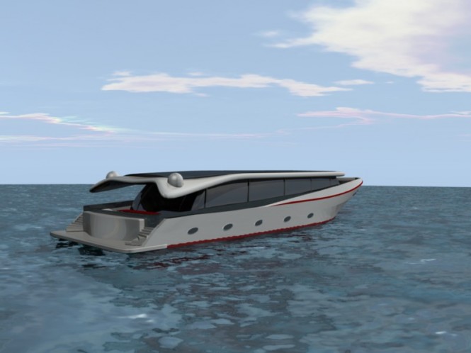 A 40m trimaran yacht - side view