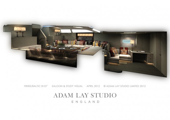 B107 Yacht - Saloon & Study - Interior by Adam Lay