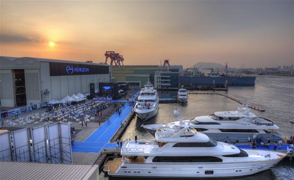 Beautiful Horizon yachts on display during the event