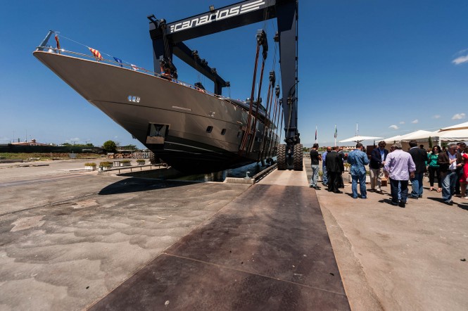 Canados 120 motor yacht Far Away at launch Photo Credit: A&B Photodesign