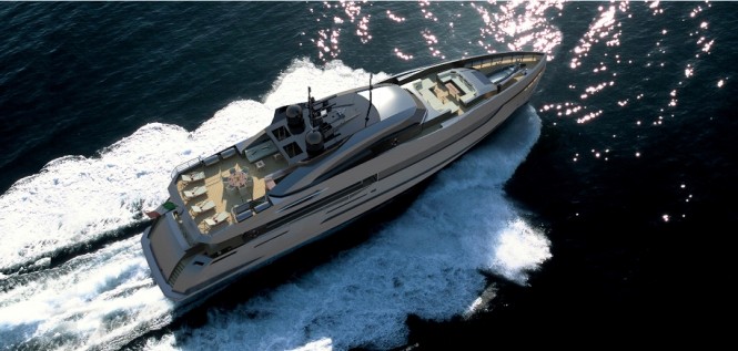 Cutolo designed Alubrid 40m motor yacht Columbus 130 Hybrid