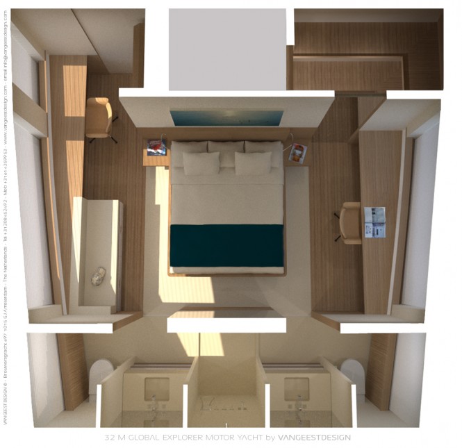 Interior of the 32M superyacht Global Explorer - view from above