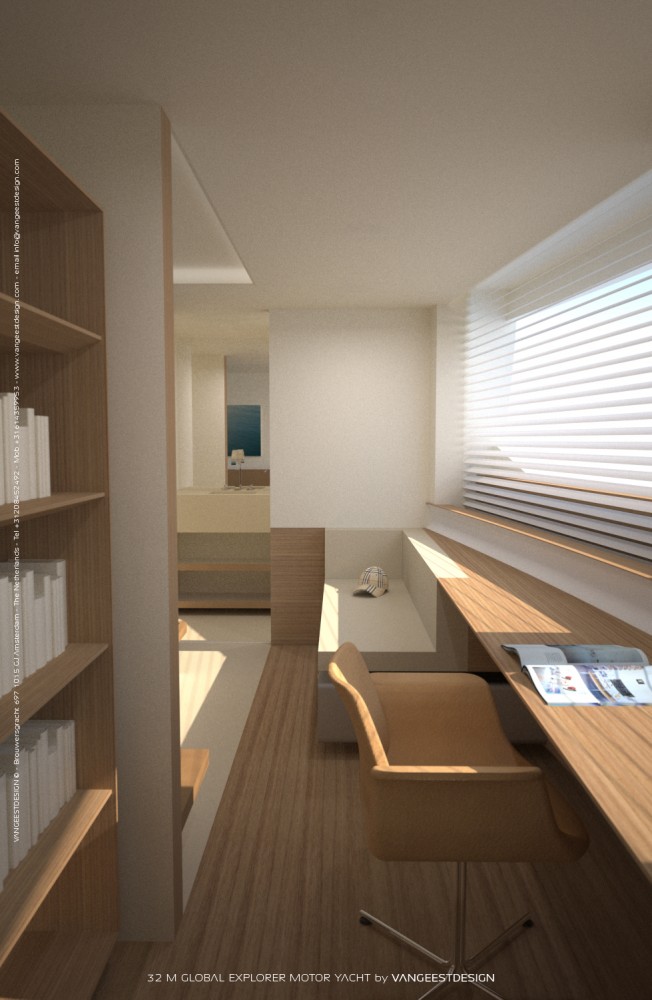 Luxurious interior aboard Global Explorer yacht concept by Van Geest Design
