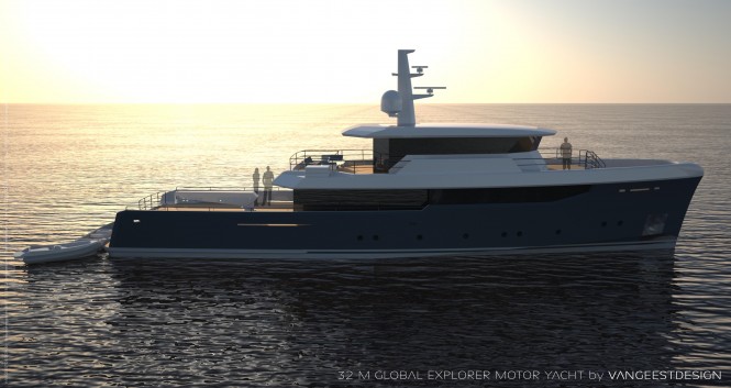 Luxury yacht Global Explorer - side view
