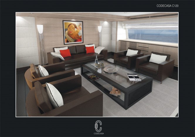 Luxury yacht Hull C 120 Main Saloon