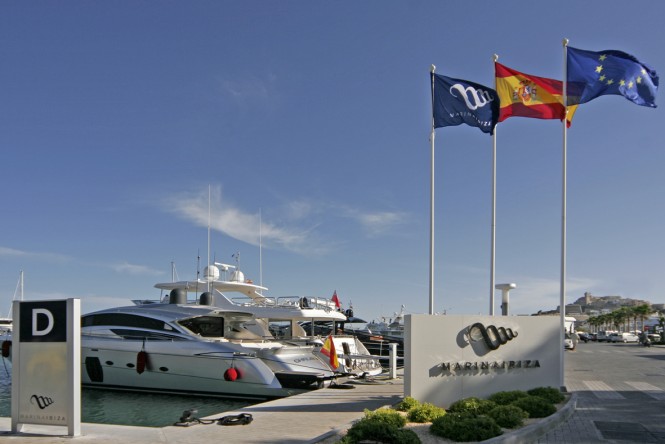 Marina Ibiza with blue flag