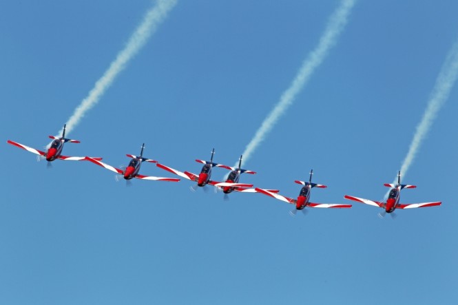 Reaching speeds of up to 600 kilometres per hour the RAAF Roulettes will perform daily at the Gold Coast International Marine Expo