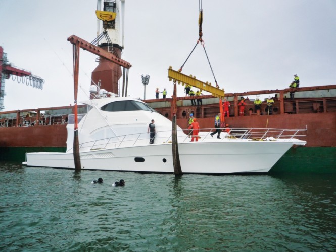 Riviera's flagship 75 Enclosed Flybridge was shipped to her New Zealand owners earlier this week