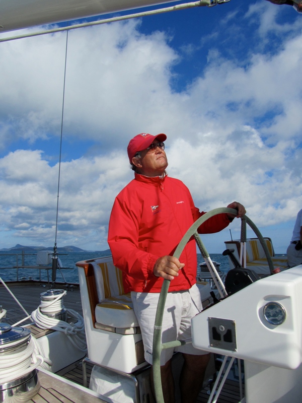 Samui - Capt  Charlie at helm of Yanneke Too superyacht Credit: Asia Pacific Superyachts Samui  