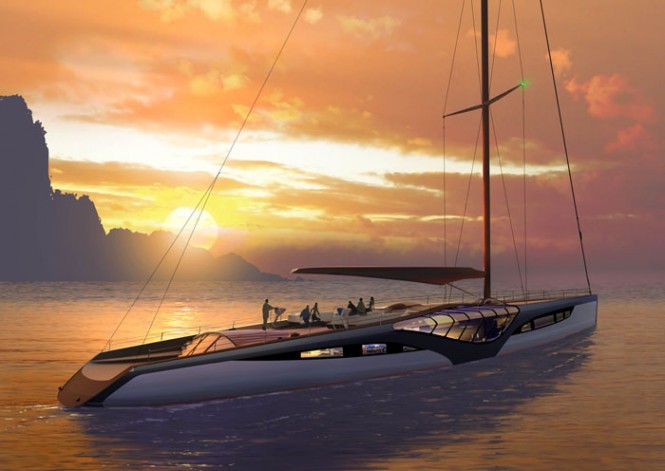 Side view of the 46m luxury yacht EXO