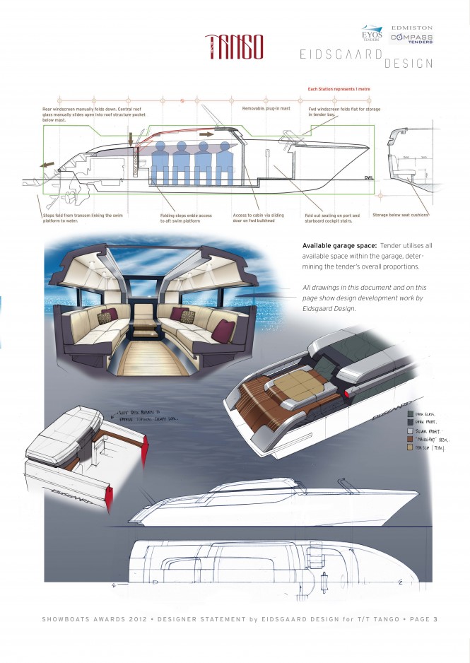Sketches of the 9m Limousine yacht tender