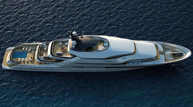 Super Luxury Yacht Oceanco Y708 from above