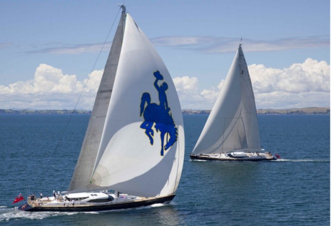Superyacht Janice of Wyoming in the foreground