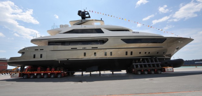 The launch of the 46m motor yacht Achilles by Sanlorenzo The launch of the 46m motor yacht Achilles by Sanlorenzo