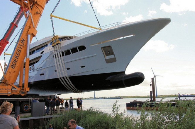 The launch of the 49m Acico superyacht Nassima - Photo courtesy of Olivier van Meer