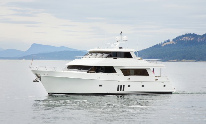 The newly delivered Ocean Alexander 90 superyacht painted with Alexseal