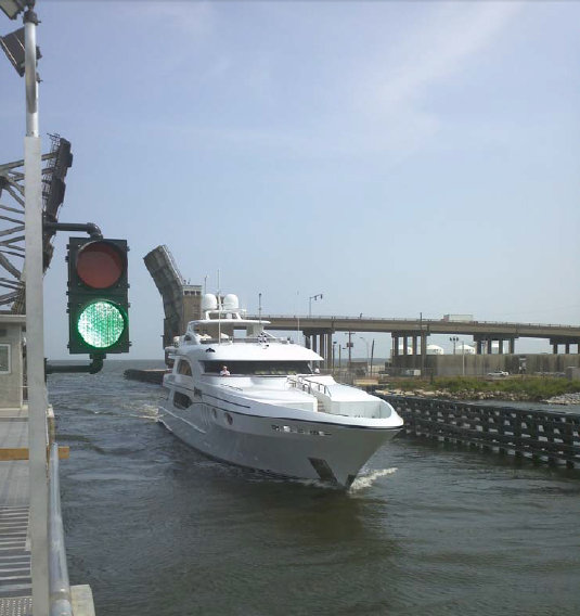 Trinity charter yacht Wheels passing through the new Seabrook Floodgate Complex sector gates