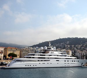 Newly delivered 147m Lurssen megayacht TOPAZ visits the Mediterranean